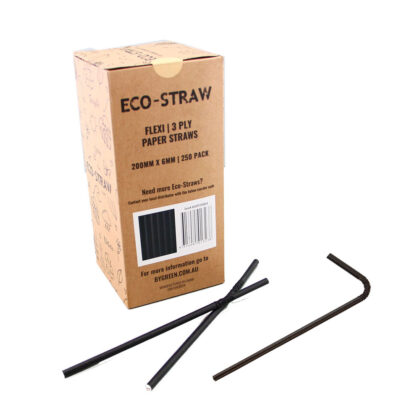 ECO PAPER STRAW FLEXIBLE BLACK (250PCS X 10BOX)