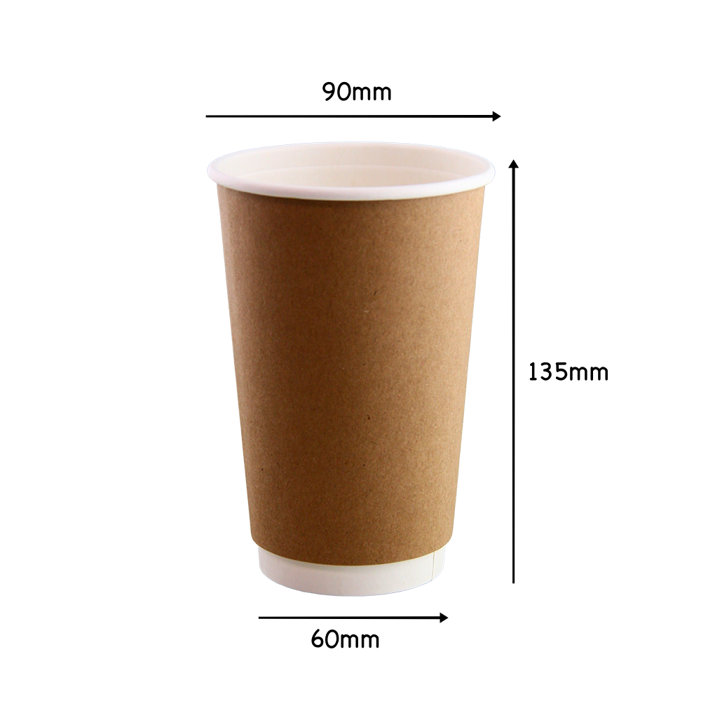 16OZ DW COFFEE CUP KRAFT (20PCS X 25SLV) – Quality Food Packaging