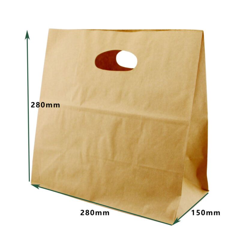 ZZ DIE CUT HANDLE PAPER BAG BROWN 80GSM WITH PREMIUM PAPER 280 X 280 X 150 (500PCS/CTN) - Image 2