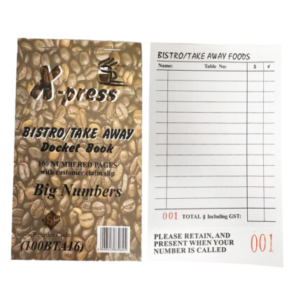 T/A Docket Book Single Big Number (100BTA16)