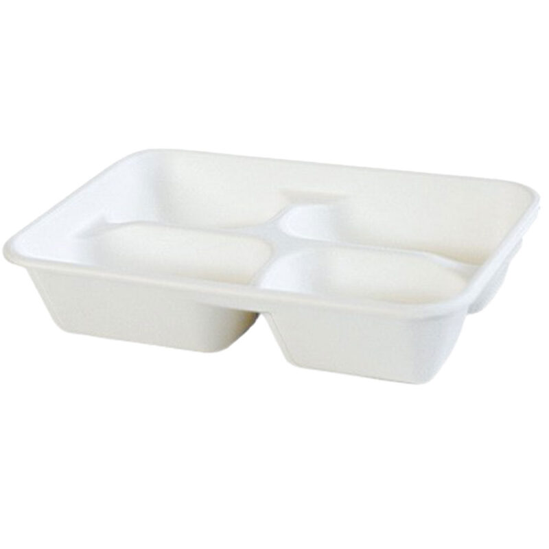 PAC 4 COMPARTMENT SUGARCANE TRAY (50PCS X 6SLV)