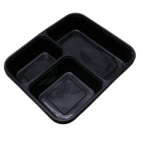 E 3 COMPARTMENT TRAY BLACK (50PCS X 6SLV) – Quality Food Packaging