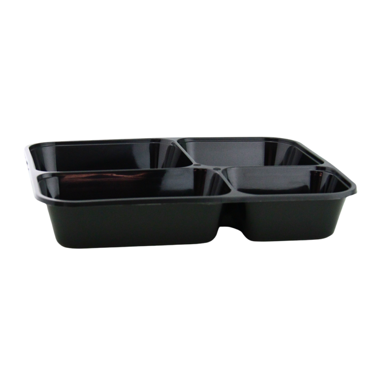 E 4 COMPARTMENT TRAY BLACK (50PCS X 6SLV) Quality Food Packaging