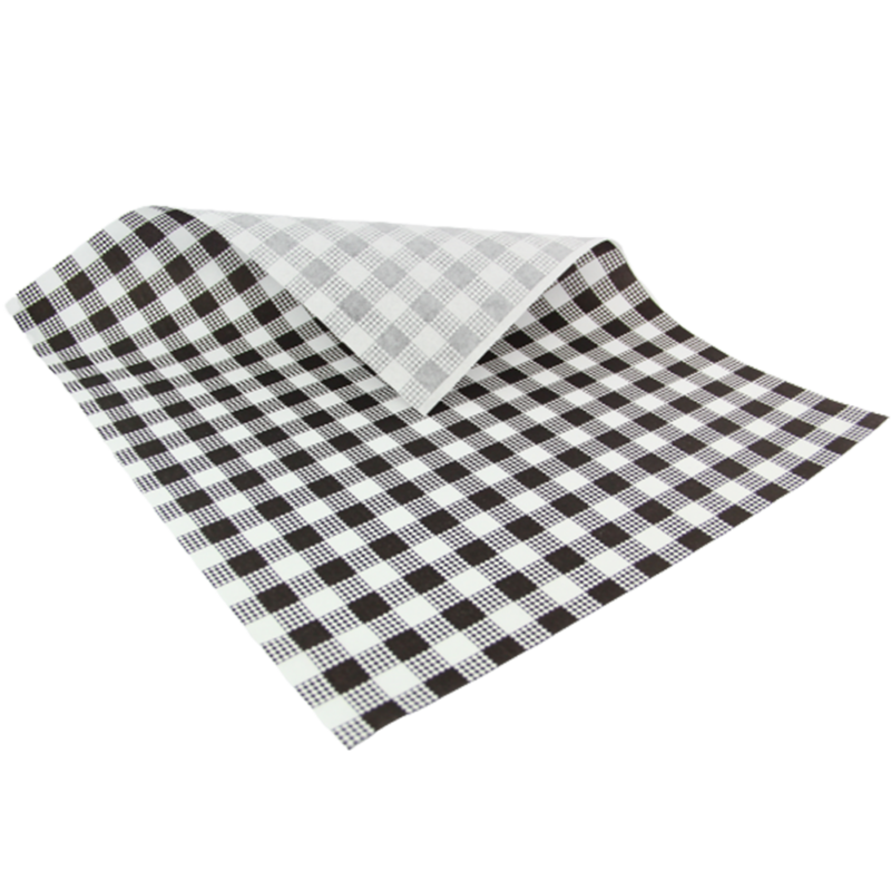 SP 1/2 SIZE BLACK CHECK GREASEPROOF PAPER 400x330 200SHEETS