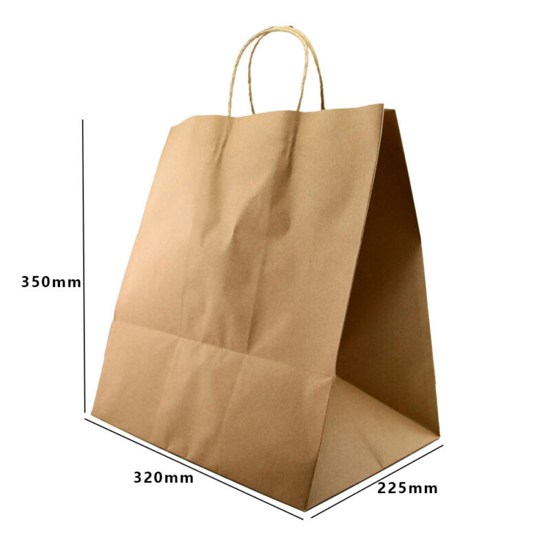 QP LARGE SIZE PAPER BAG WTH TWISTED HANDLE 320 x 350 + 225 (250PCS/CTN) - Image 2