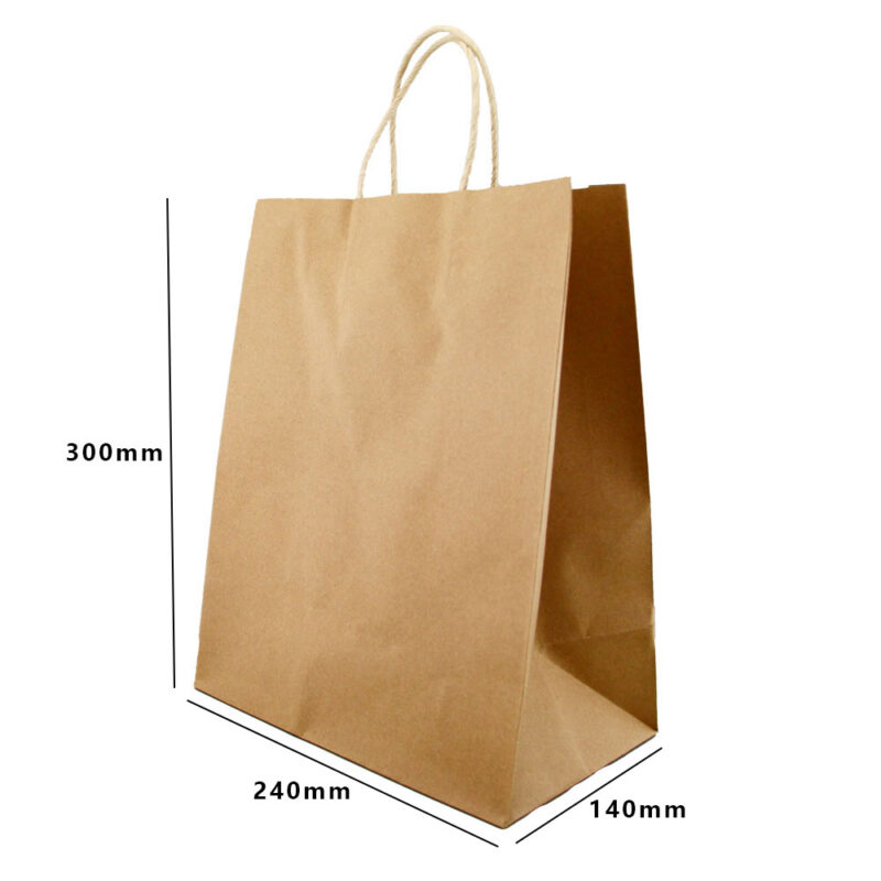 QP SMALL SIZE PAPER BAG WTH TWISTED HANDLE 240 + 140 X 300 (250PCS/CTN) - Image 2