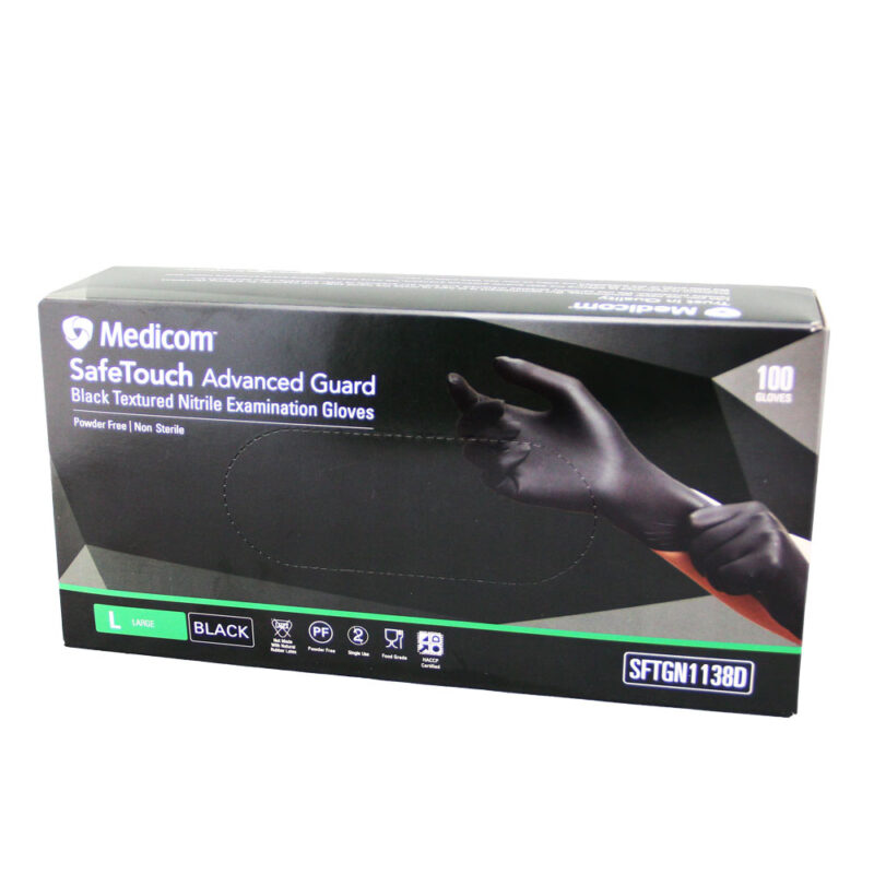 MDC SAFETOUCH NITRILE PF GLOVE BLACK L (100PCS X 10PACK)