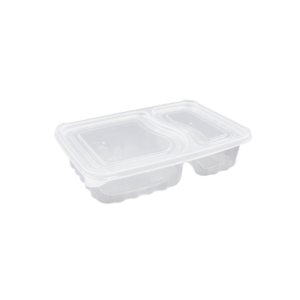 DURABLE PLASTIC 2 COMPARTMENT CONTAINER AND LID SET