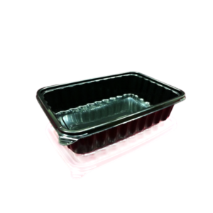 DURABLE PLASTIC 1200ML CONTAINER BLACK AND CLEAR LID SET