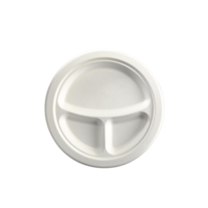 9" ROUND PLATE 3 COMP WHITE